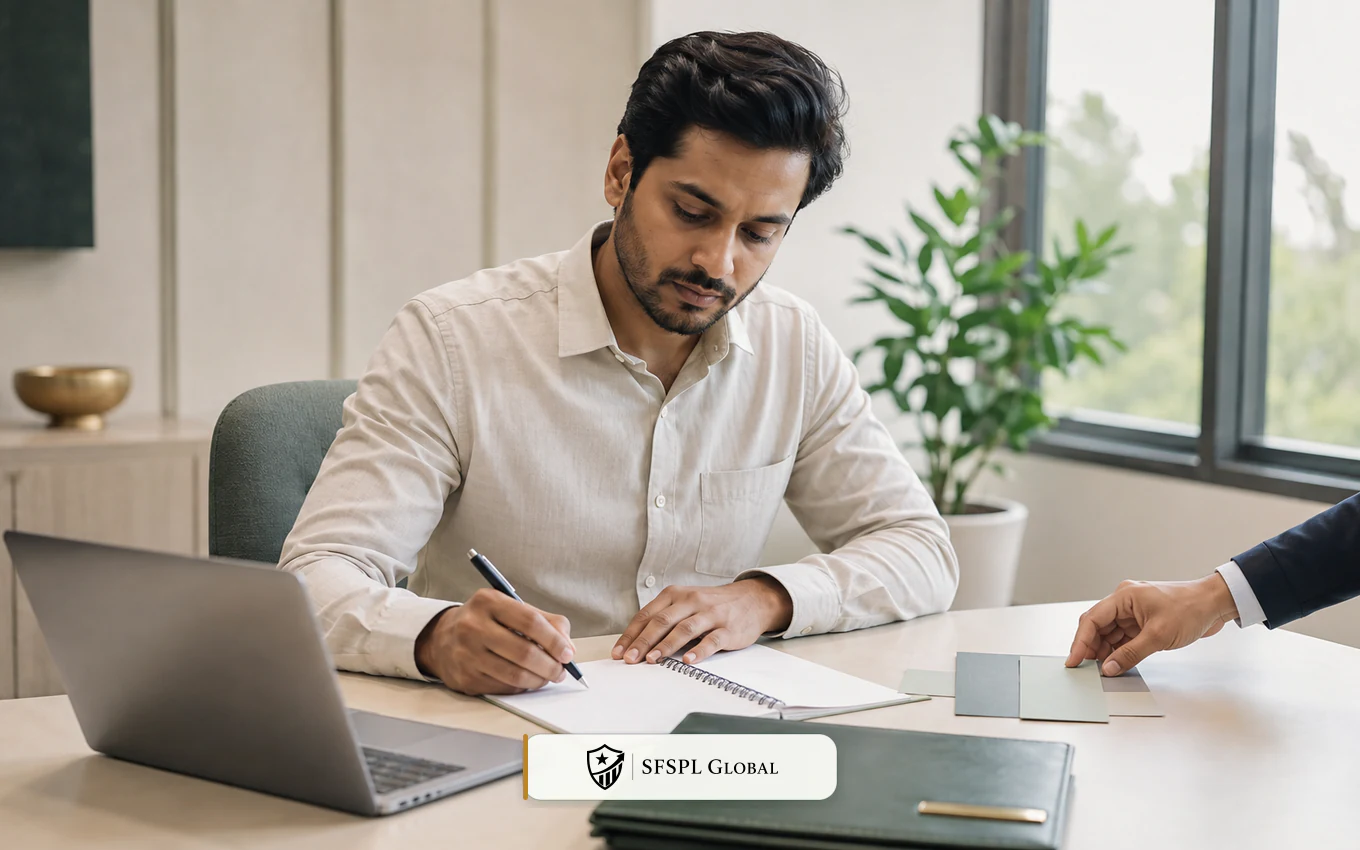 Indian professional completing a structured business evaluation